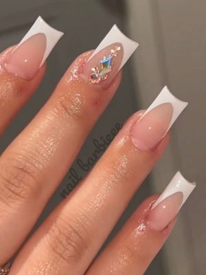 Intense French Tips With Crystals