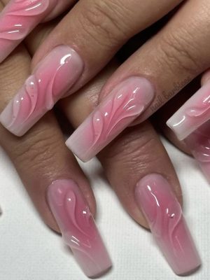 Pink Aura 3D Wet Nails