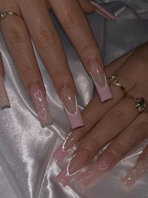 Soft Pink Abstract Flash Gel Nails