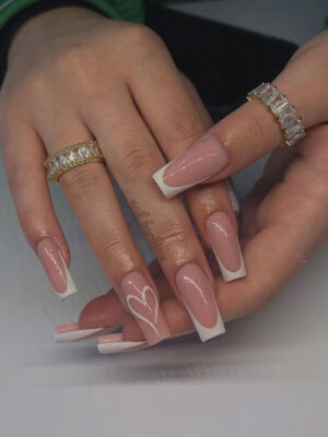 Sophisticated French Tips With Heart